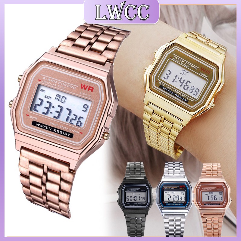 Đồng hồ kỹ thuật số LWCC 9009 dây thép thời trang unisex