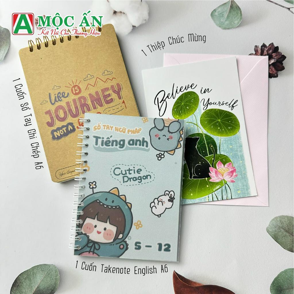 Combo Quà Tặng Takenote English + Sổ Tay Ghi Chép A6, 140 trang + Tặng ngay 1 thiệp chúc #Takenoteenglish, #notebook