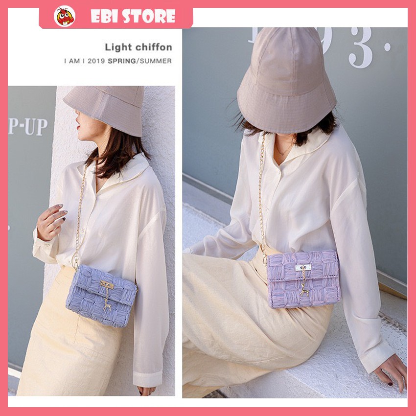 Túi Ruy Băng ❤️ Ebi Store - Freeship ❤️ Túi Tự Đan Bằng Sợi Ruy Băng Siêu Hot, Đầy Đủ Phụ Kiện Đan Túi ❤️