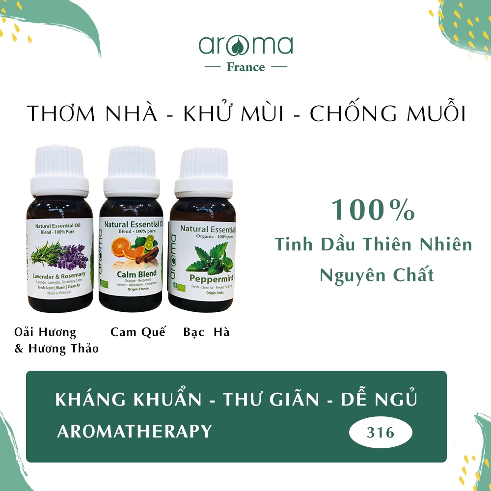 Tinh dầu xông Aroma Hoa Oải Hương &amp; Hương Thảo , Cam Quế , Bạc Hà 10ml