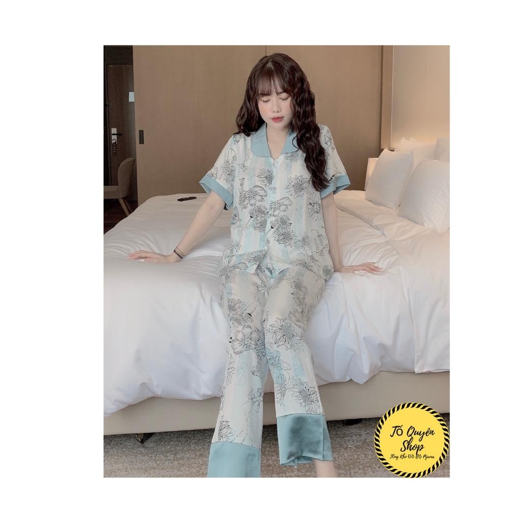 Bộ đồ Pijama lụa🌸Bộ lụa thiết kế Cộc Dài Họa tiết chất liệu mát lịm   Tố Quyên Shop