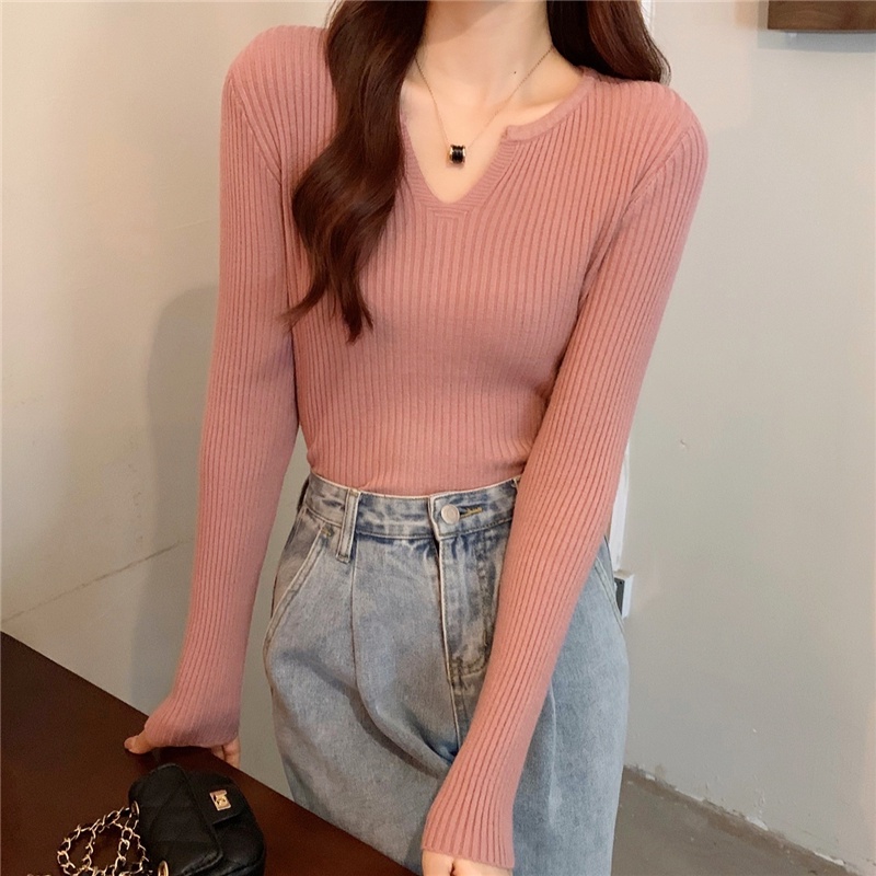 NZN Áo Len Dài Tay Cổ Chữ V Thiết Kế Mới Thời Trang Mùa Thu Theo Phong Cách Hàn Quốc Dành Cho Nữ