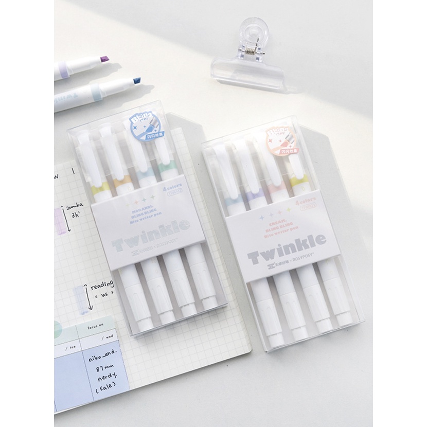 Bút đánh dấu highlight có ánh kim 2 đầu TWINKLE