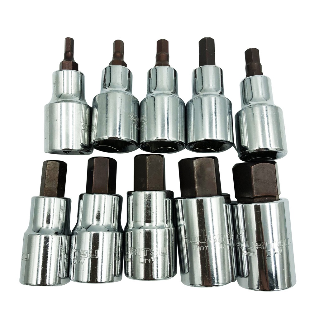 Bộ 10 khẩu lục giác 1/2 inch Nhật Bản Kouritsu thép CR-V 4-19mm