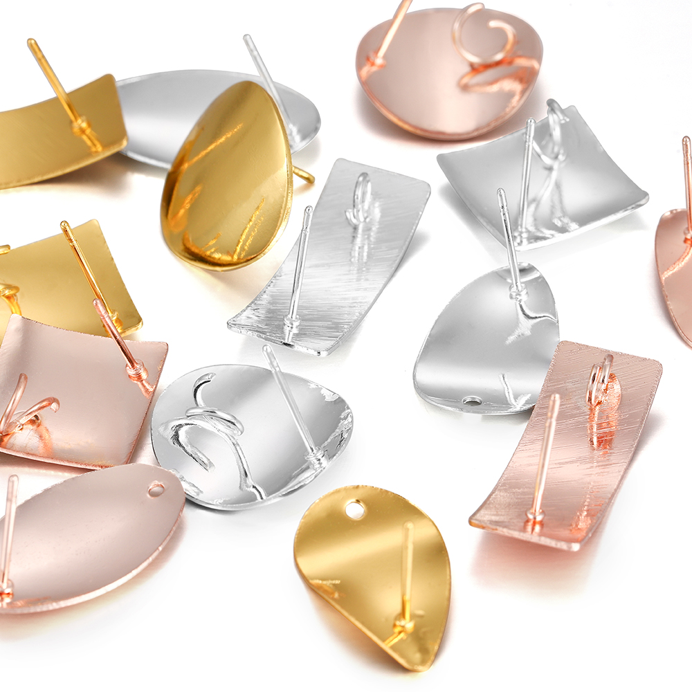 10 Bộ chốt bông tai ST.KUNKKA có đầu nối dạng khoen tròn hình vuông/tròn tự làm đồ trang sức DIY