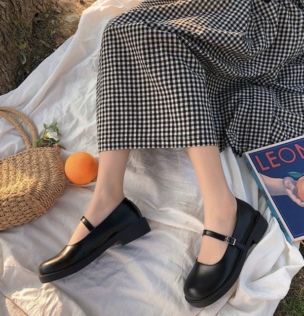 Giày lolita - UNI BOOTS . Giày đế thấp quai cài tiểu thư xinh xắn