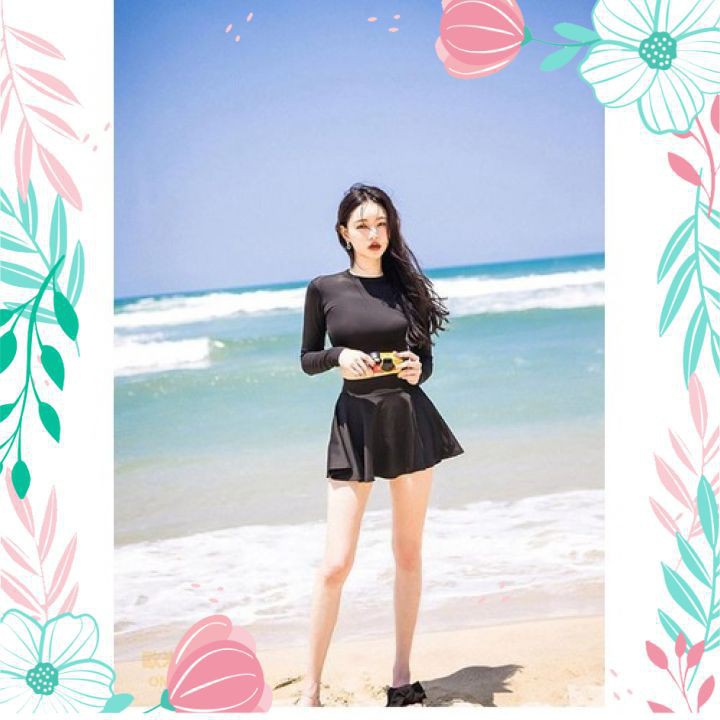 Áo Tắm 2 Mảnh Hàn Quốc Bikini Dài Tay Che Nắng Kín Đáo 😍  ཾ
