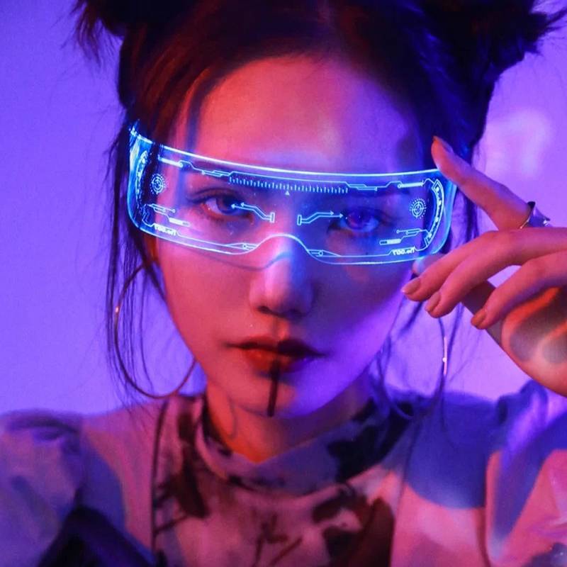 M Nh Gi C N Cyber Punk Mắt Kính Phát Sáng Vui Nhộn Màu Đỏ Dạ Quang Cá Tính Phong Cách hip hop Cho Nam Và Nữ