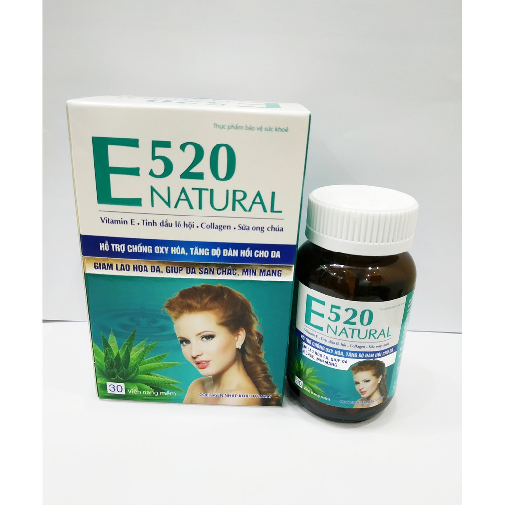 VIÊN UỐNG BỔ SUNG VITAMIN E - ĐẸP DA - MỜ NÁM - SÁNG DA - E520 NATURAL - COLLAGEN - SỮA ONG CHÚA - LÔ HỘI - LỌ 30 VIÊN | BigBuy360 - bigbuy360.vn