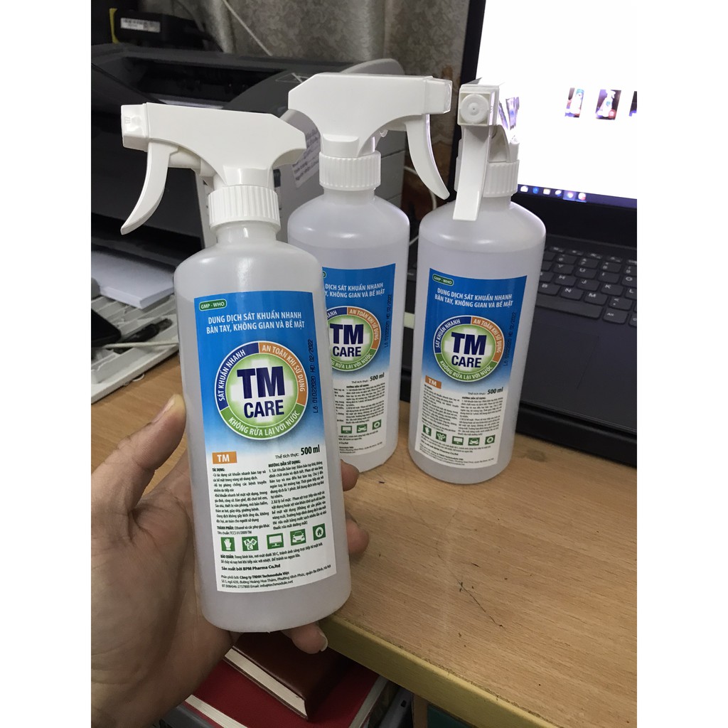 Dung dịch rửa tay khô sát khuẩn và xịt rửa bề mặt TM CARE E70 500ml