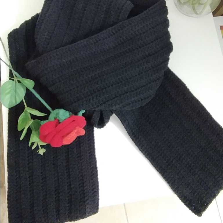 Handmade Khăn choàng cổ, khăn len nam, nữ móc tay thủ công mềm mịn, ấm áp, chất liệu len milk cotton màu xanh TH01