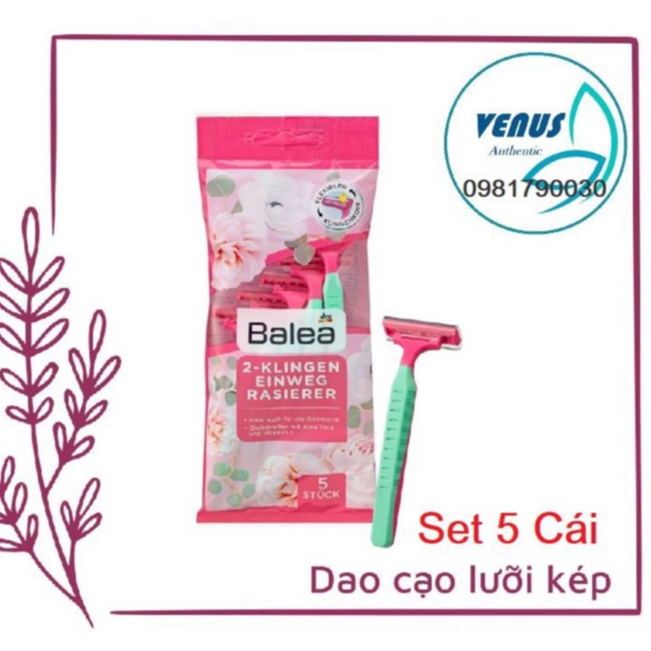 Set 5 Dao cạo lưỡi kép chuyên dùng cạo lông Balea nội địa Đức