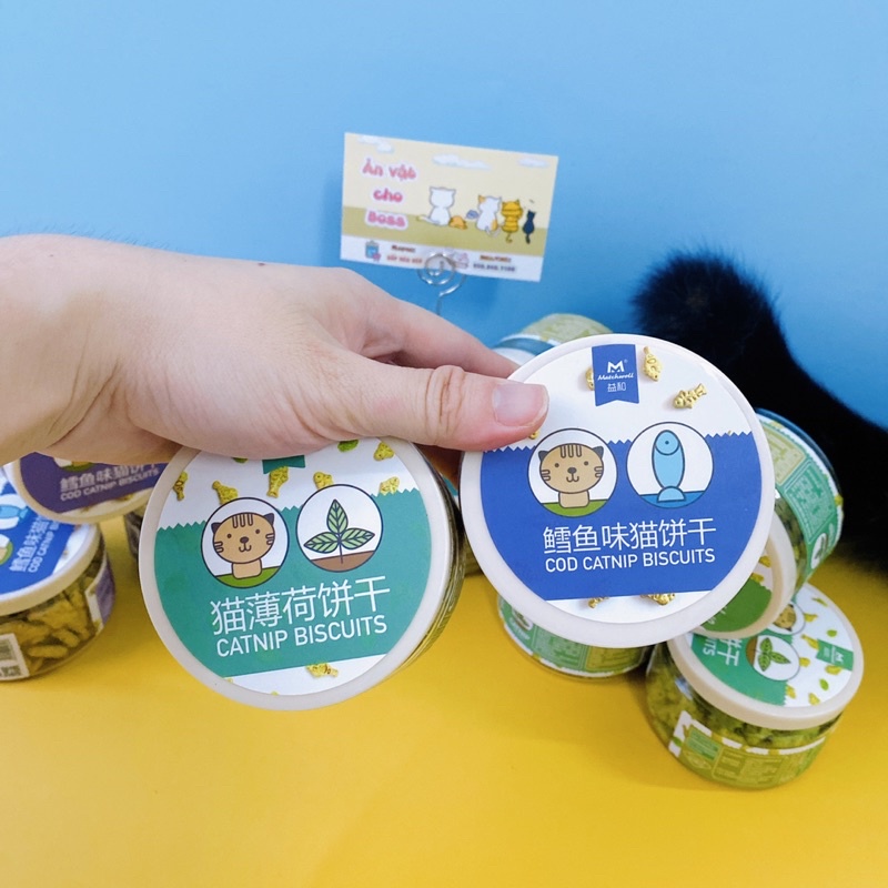 Hũ bánh cá Biscuits hiệu Yihe cat 50gr có Catnip tiêu lông tốt cho Mèo cưng