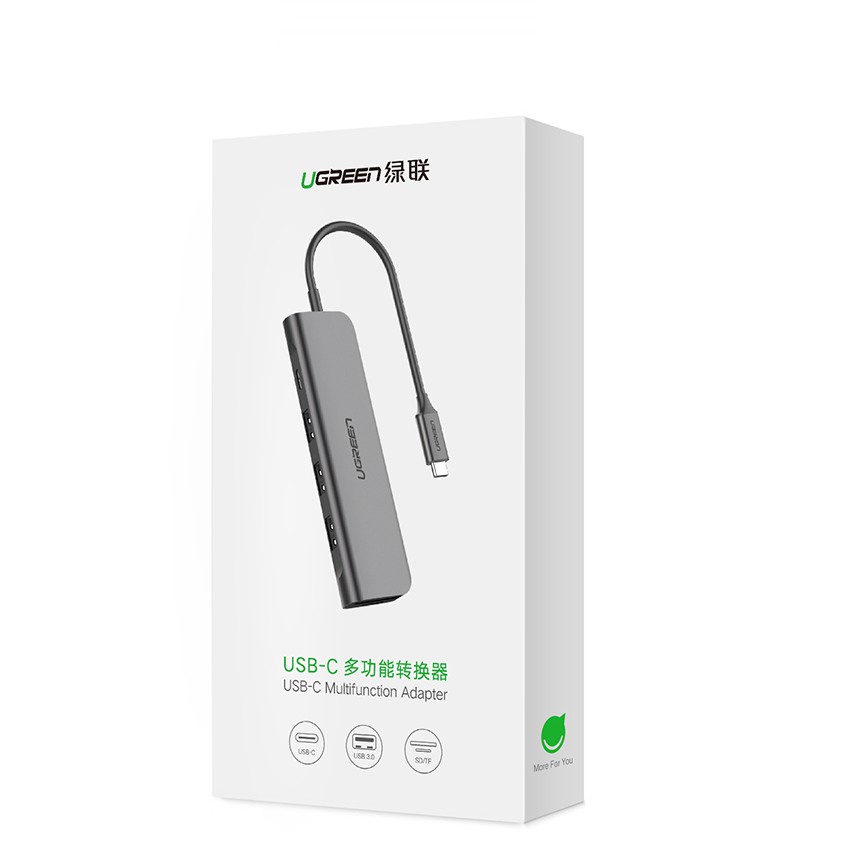 Ugreen 50598 - Cáp chuyển USB Type C ra 3 cổng USB 3.0 + SD/TF + PD chính hãng - Phukienleduy