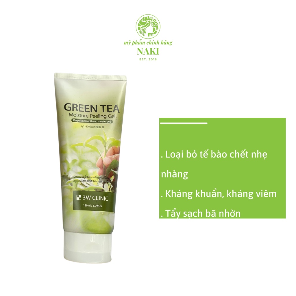 Tẩy Tế Bào Chết Trà Xanh 3W Clinic Green Tea Moisture Peeling Gel 180ml | BigBuy360 - bigbuy360.vn