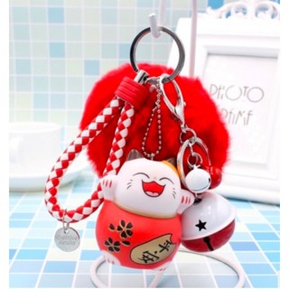 Móc khoá mèo may mắn, mèo thần tài, mèo lucky full phụ kiện đi kèm