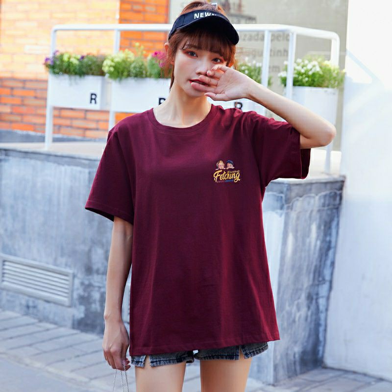 áo thun nữ form rộng unisex tay ngắn cực chất in họa tiết