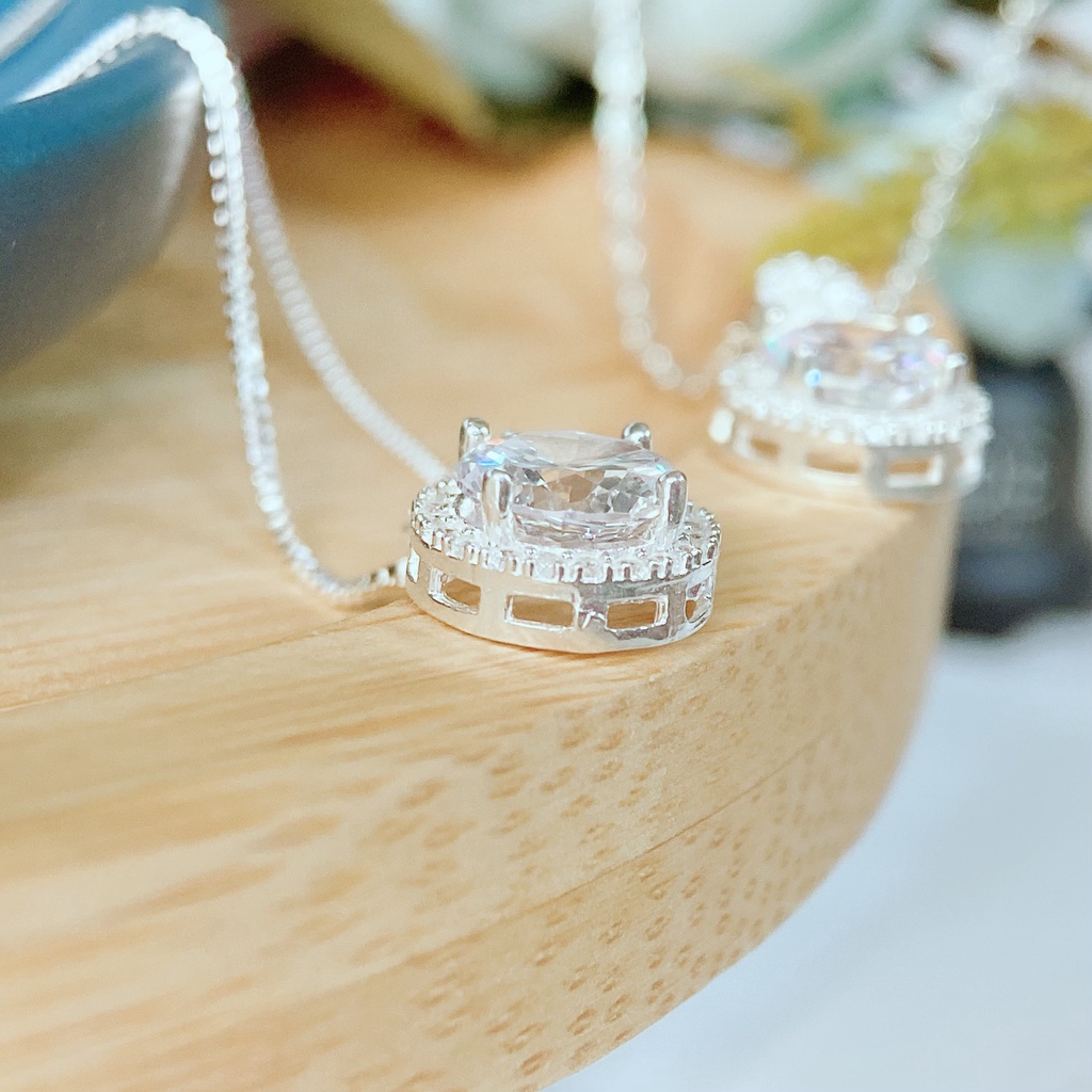 Dây chuyền bạc 925 mặt tròn hình mặt tròn nhỏ sáng lấp lánh thời trang cho nữa  ANTA Jewelry - ATJ6541M