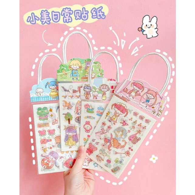Sticker túi quà tặng 4 tấm viền ánh nhũ