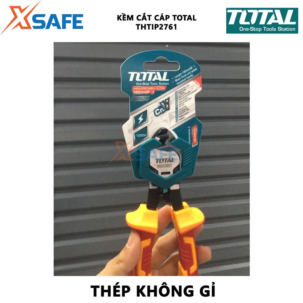 Kìm cắt cáp cách điện TOTAL THTIP2761 6 inch/160mm, đầu kềm được mạ đen, đánh bóng cứng cáp, bền bỉ - chính hãng