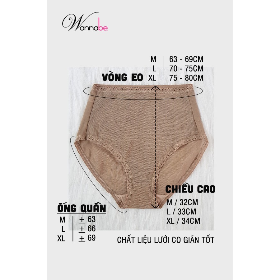 Quần lót gen nữ WANNABE qll02 quần gen nhẹ cạp cao, định hình vòng eo co giãn, thoải mái