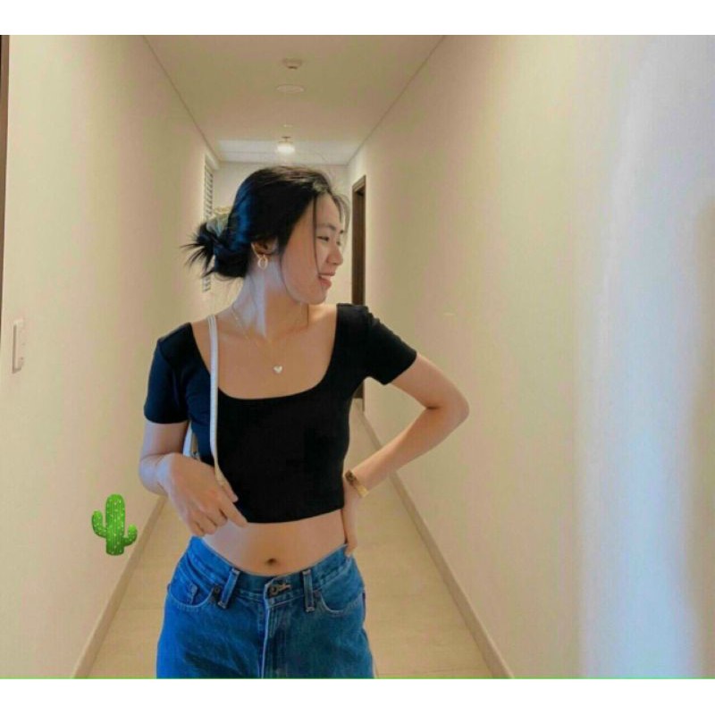 Áo croptop tay ngắn hở lưng thắt nơ (B.C)a15