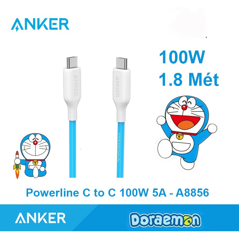 Cáp ANKER PowerLine III 3 C to C dài 1.8 Mét 100W ( 20V-5A) Sạc cho Laptop - A8856 Doraemon