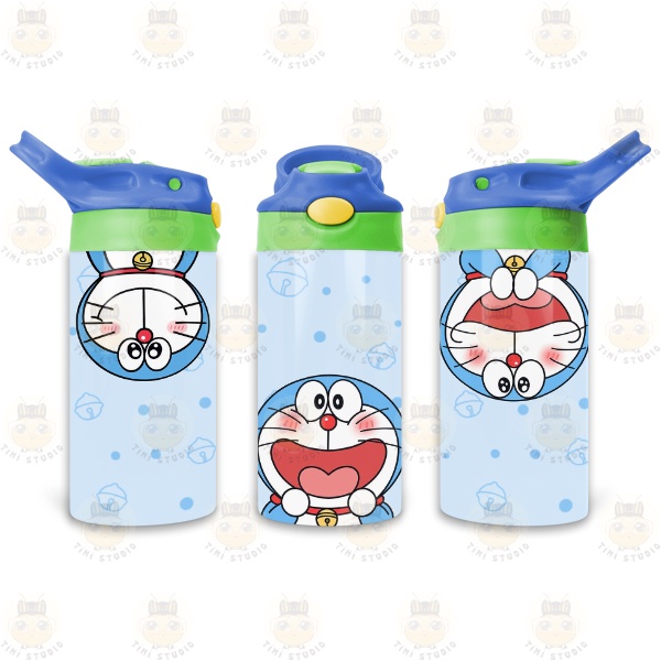 Bình Uống Nước Giữ Nhiệt Cho Bé Có Ống Hút Hình Doreamon - Tỉ Mỉ Studio - Mã 2408KT01