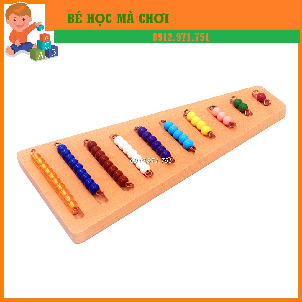 Giáo cụ Montessori - Bộ hạt cườm 1-10 kèm khay đựng bậc thang