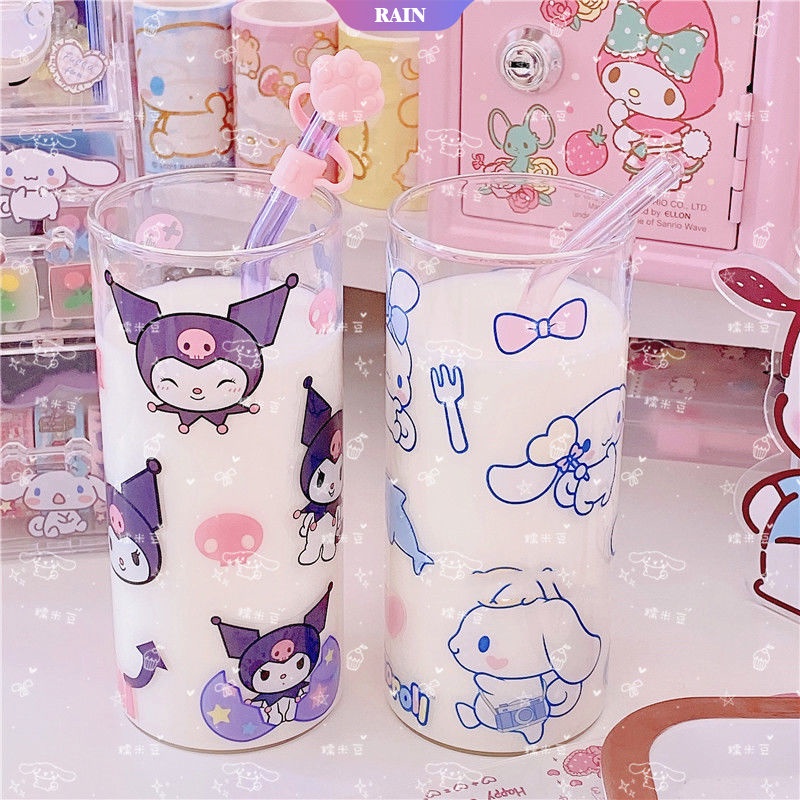 SANRIO Cốc Thủy Tinh Chịu Nhiệt Thiết Kế Dễ Thương Dung Tích 400Ml Tiện Dụng