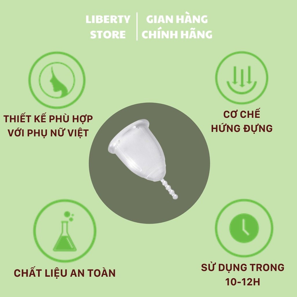 Cốc nguyệt san Liberty Cup nhập khẩu Pháp tặng túi vải có bill