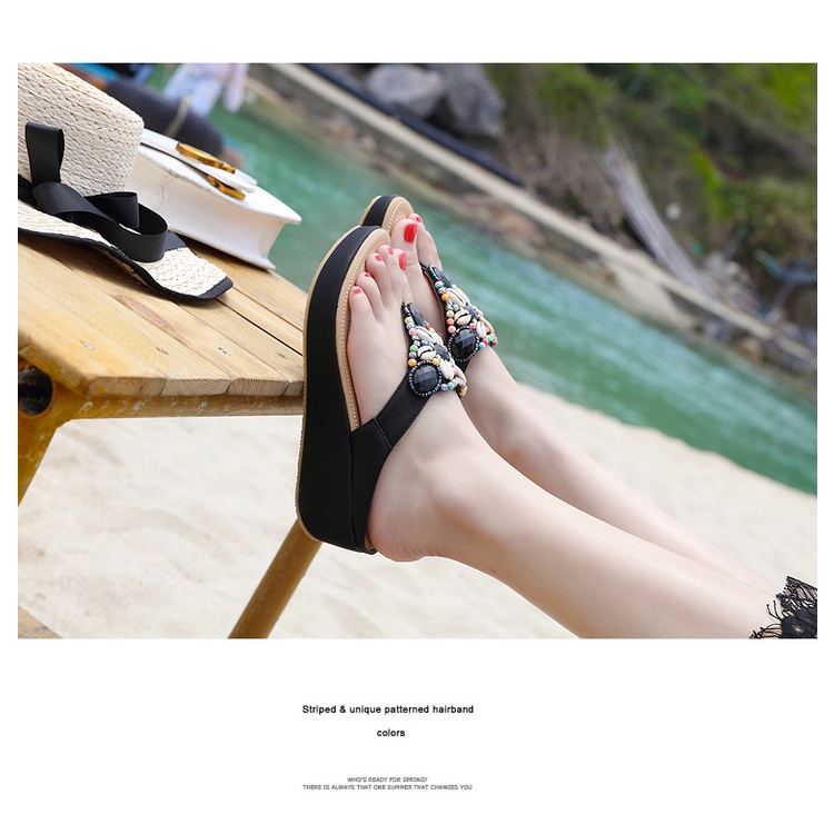 Giày Sandal Đế Xuồng Size Lớn Phong Cách Dân Tộc Thời Trang Cho Nữ