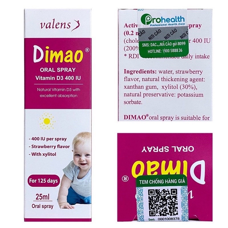 [Chính Hãng-Date2023] Dimao - Vitamin D3 400UI dạng xịt - Tăng Cường Hấp Thu Canxi