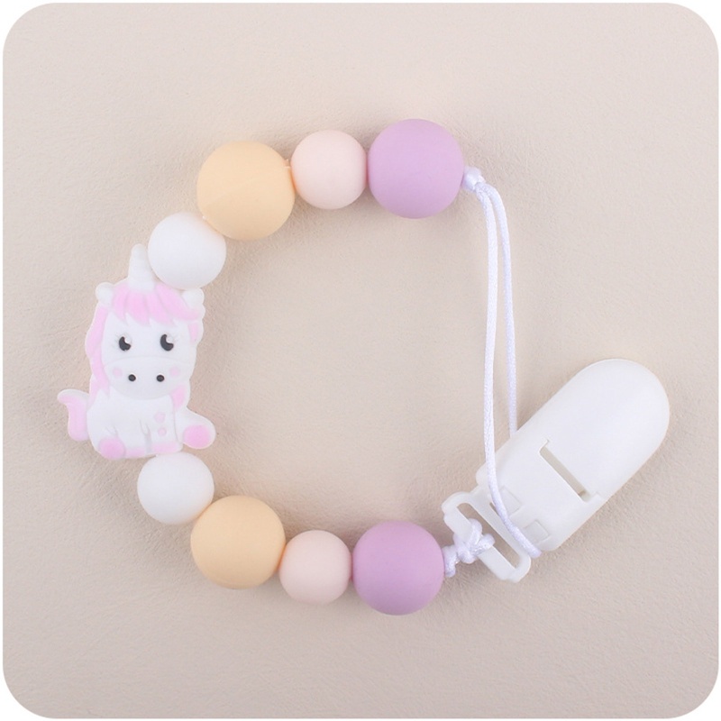 Giá Đỡ Kẹp Núm Vú Giả Bằng Silicon Hình Kỳ Lân Có Thể Nhai Được