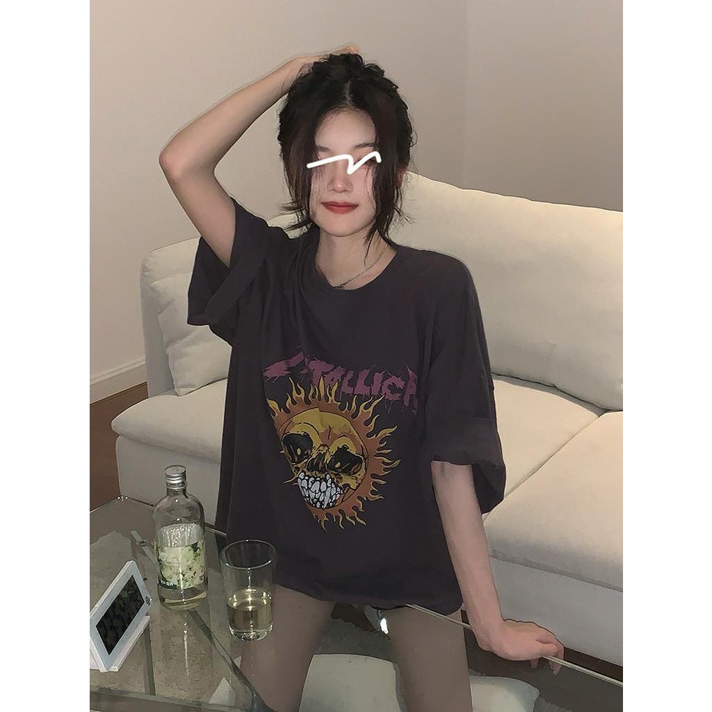 Áo thun cổ tròn in họa tiết phong cách Hàn Quốc sành điệu