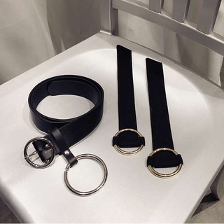 Retro Vòng Đơn Pin Khóa Thắt Lưng Nữ Thời Trang Phù Hợp Với Dây Da PU Đen Học Sinh Nút Hàn Quốc Phải Có Khóa Tròn Thắt Lưng Nữ Đơn Giản Phù Hợp Với Nữ Mỏng Phong Cách bf Trang Trí Rộng @ -