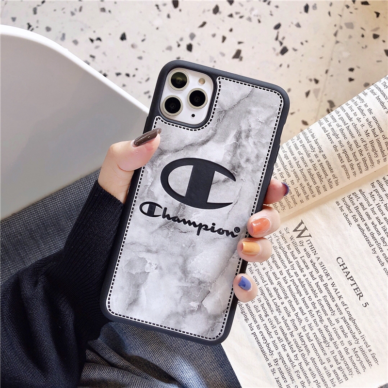 Vỏ PU bằng da mềm Fashion Brand USA Champion  3D PU Leather Shockproof Phone Case IPhone 7 8 6 6S Plus 11 Pro Max XS Max X XR Cover Casing