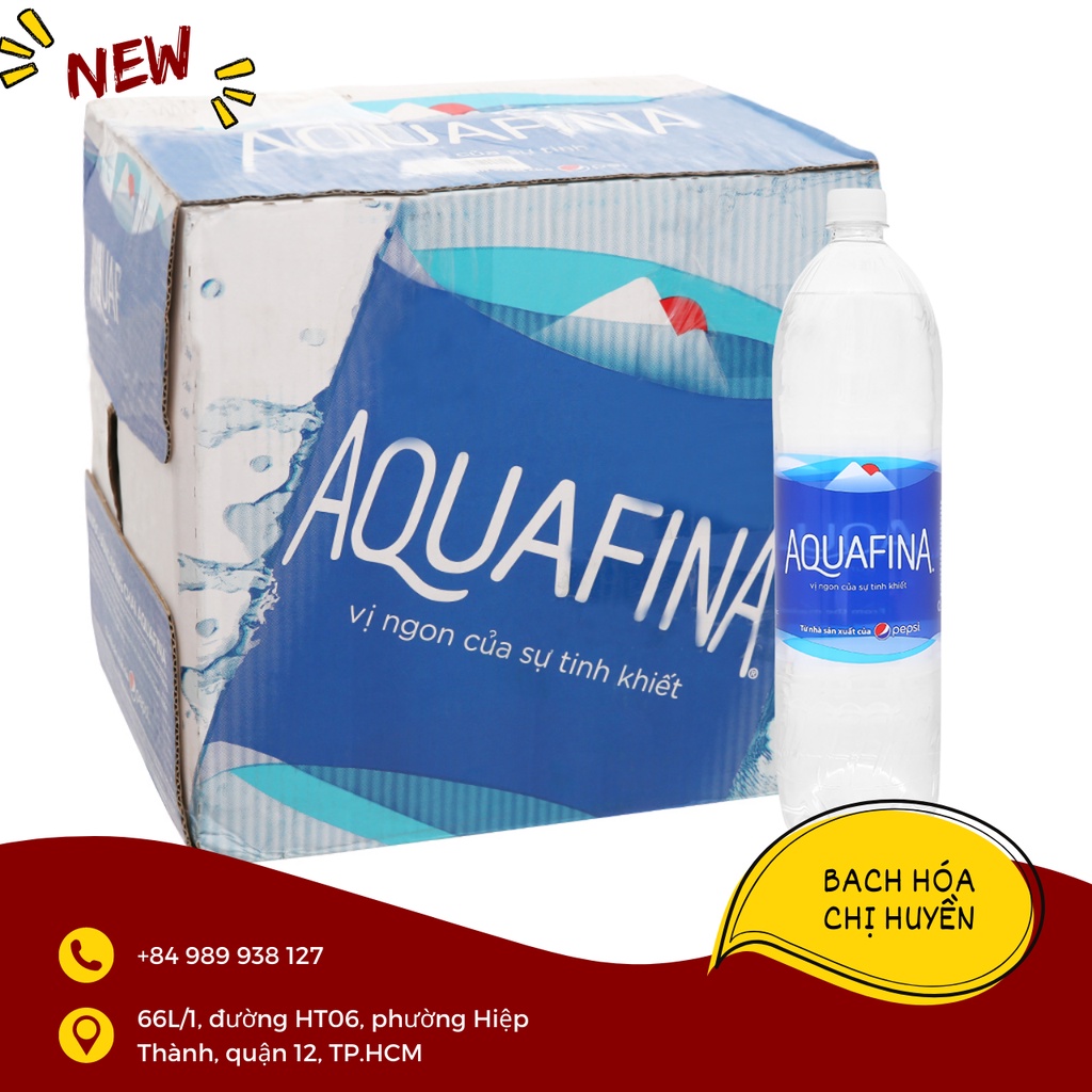 Thùng 12 chai nước tinh khiết Aquafina 1.5 lít