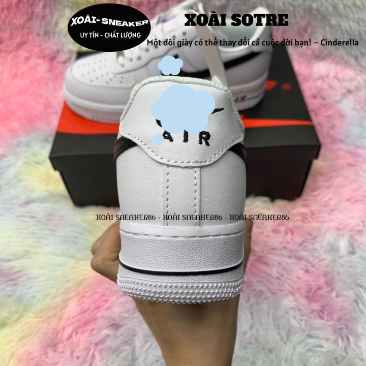 Giày AF1 trắng vệt đen, giày air force 1 trắng tích đen, full phụ kiện hàng cao cấp, full size 36-43/ XOÀI SNEAKER86 | BigBuy360 - bigbuy360.vn