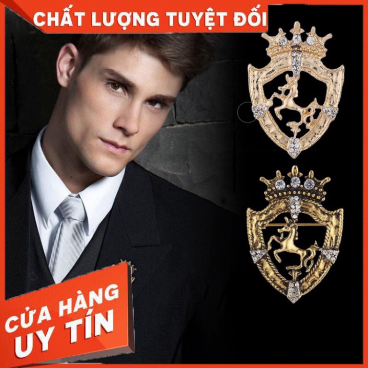 Ghim cài áo Vest Nam lapel pin thời trang hình huy hiệu kỳ lân Unicorn GH-304 {Phụ kiện Vest Nam - AdamZone} - Hàng nhập