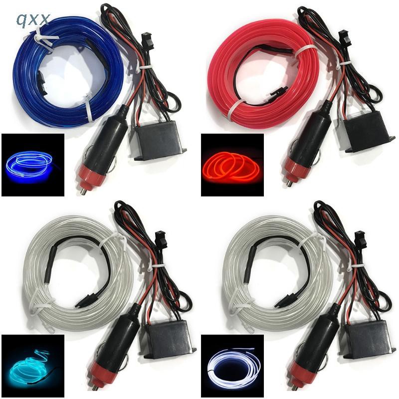 [qxx] 3m Car Interior Lighting Auto LED Strip EL Wire Rope Atmosphere Decorative Lamp