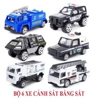 BỘ 6 XE Ô TÔ CẢNH SÁT BẰNG SẮT, HÀNG SIÊU ĐẸP!