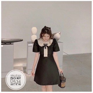 Bigsize Đầm cổ sen phối nút D534
