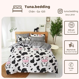 Bộ vỏ chăn ga gối - Poly bò sữa (có hình bò)