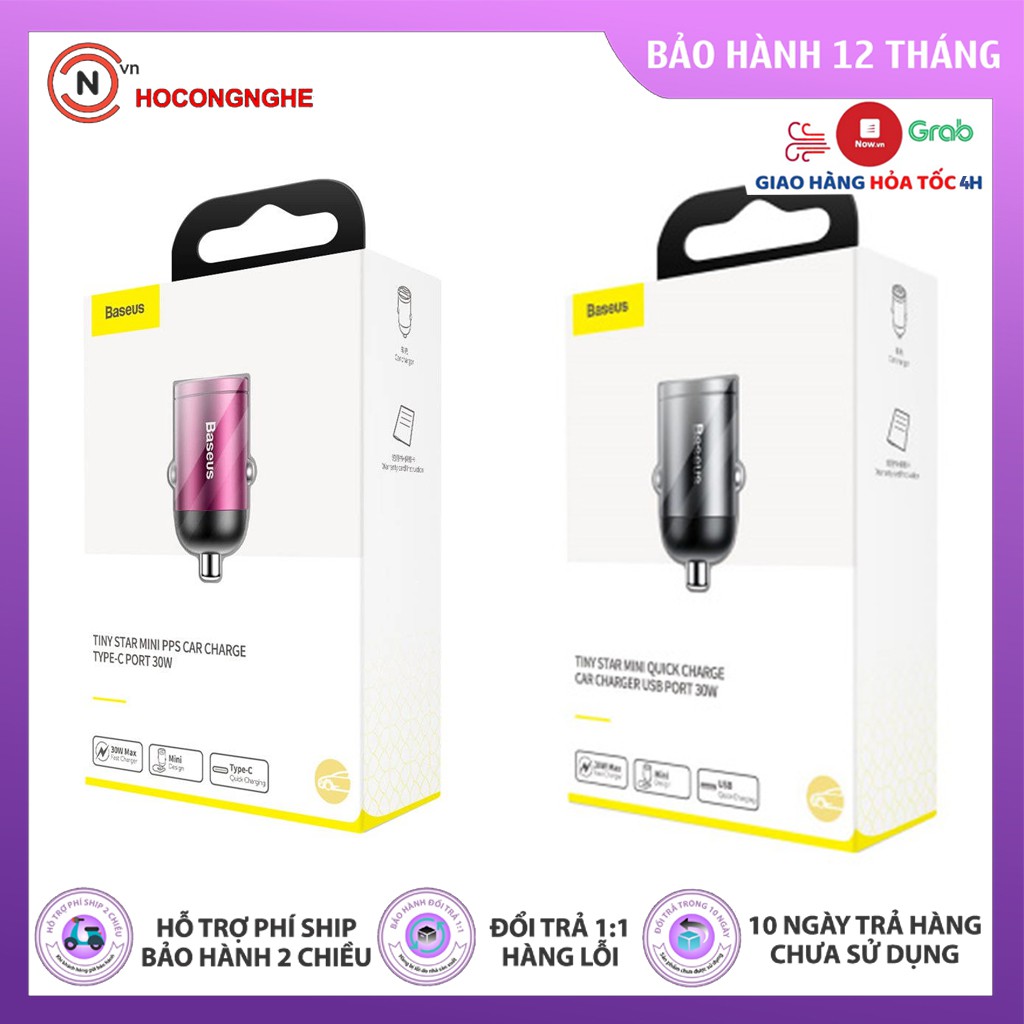 CHÍNH HÃNGTẩu sạc nhanh điện thoại trên ô tô mini 30W Baseus VHCXCHÍNH HÃNG