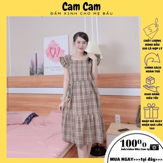 Váy bầu kẻ becbery cánh tiên mã DB1013