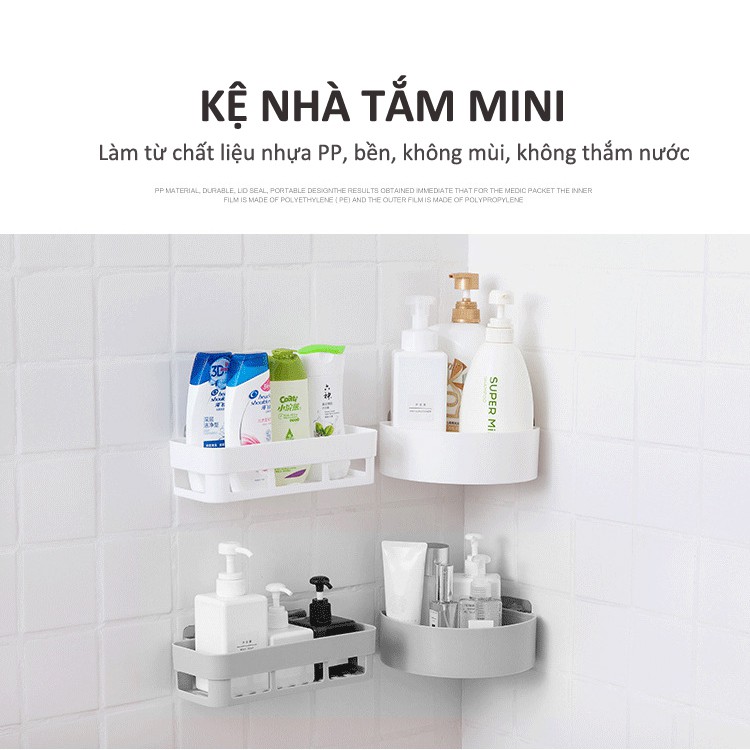 Kệ nhà tắm mini dán tường siêu chắc, thoát nước, sang trọng