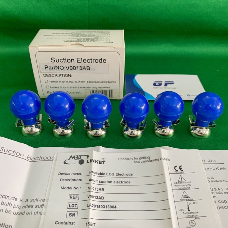 BO CHUÔNG ĐIỆN TIM  CHO MÁY ECG BỘ 6 CÁI DÙNG NHIỀU LẦN