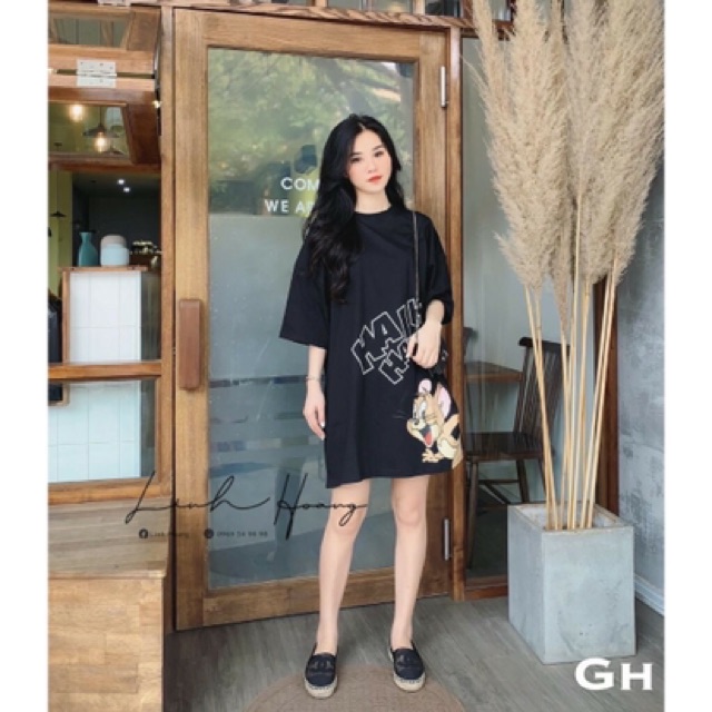 Váy suông in hình chuột jerry ha ha chất cotton cá tính