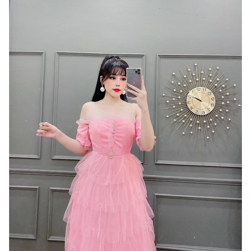 Đầm dự tiệc trễ vai lưới nhũ TRIPBLE T DRESS - size M/L( ảnh chụp thật) MS129Y